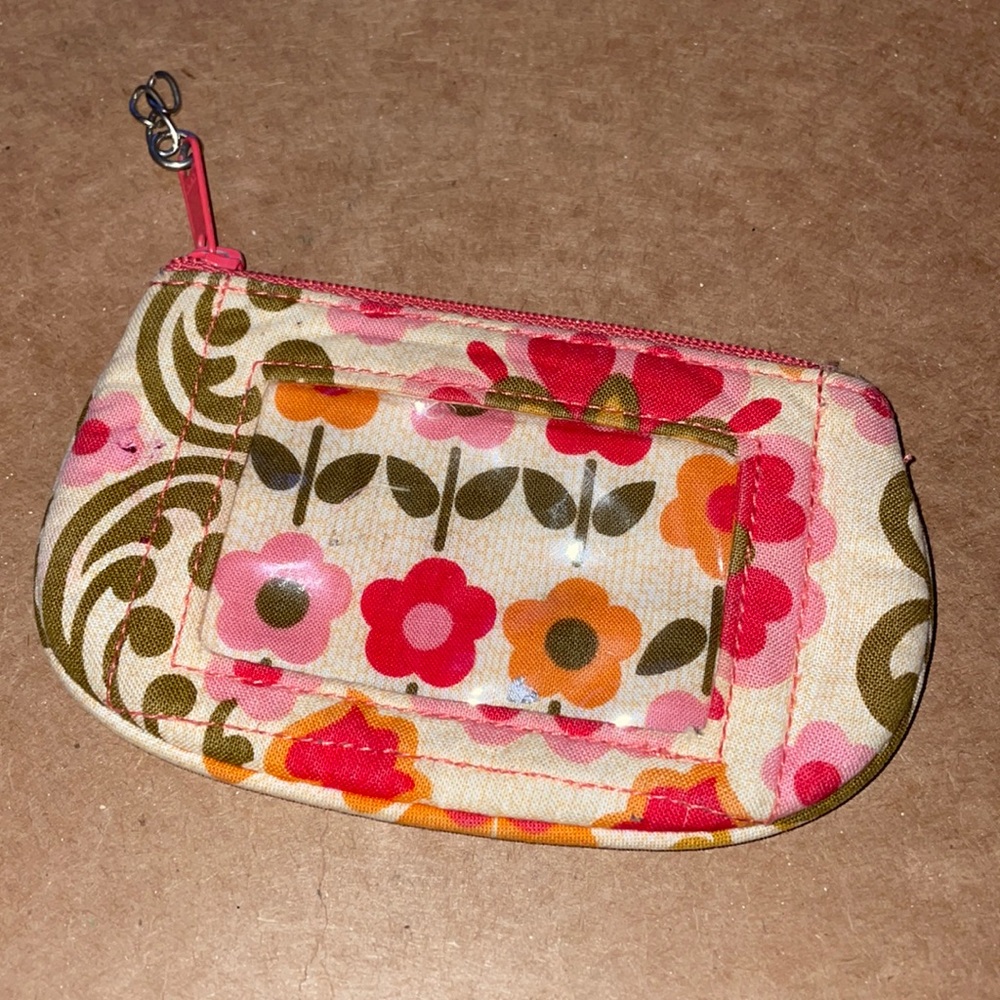 Vera Bradley Coin Purse Wallet in a orange, red and yellow floral pattern